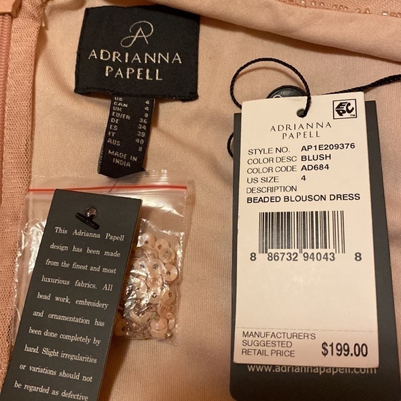 Adrianna Papell V-neck Sleeveless Beaded Blouson Gown in Blush - Picture 6 of 6